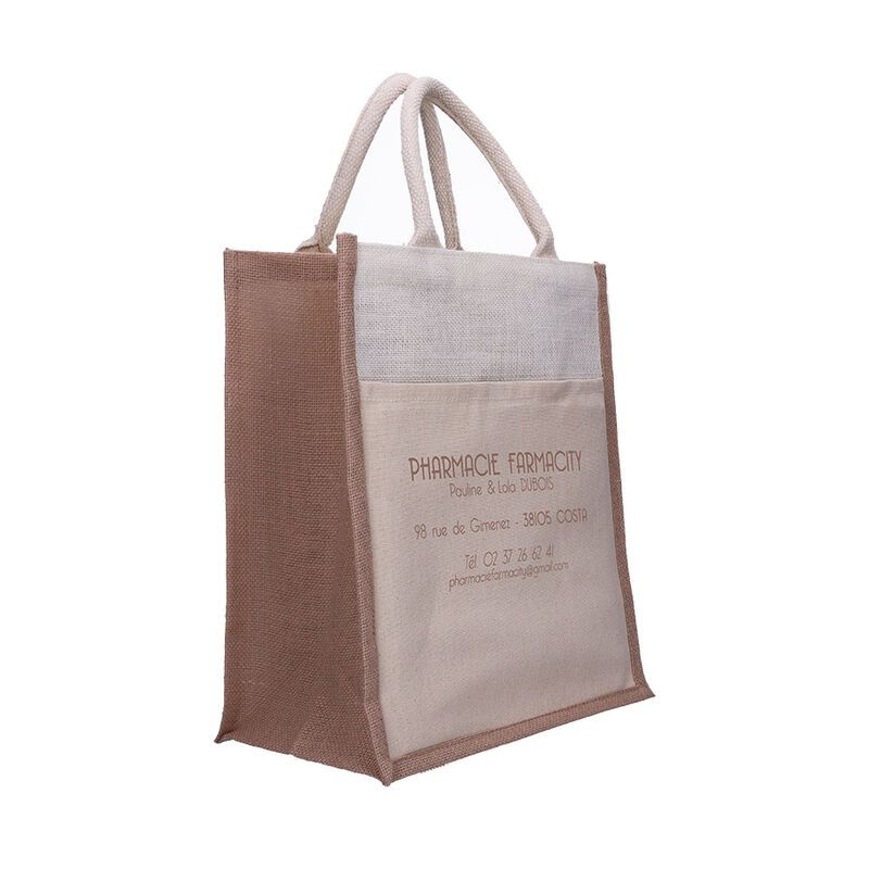 sac jute pharmacie personnalisable caramel