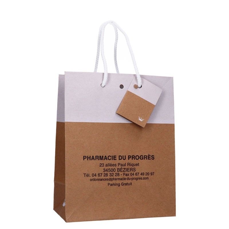 sac papier cordelette personnalise en kraft lisse blanc
