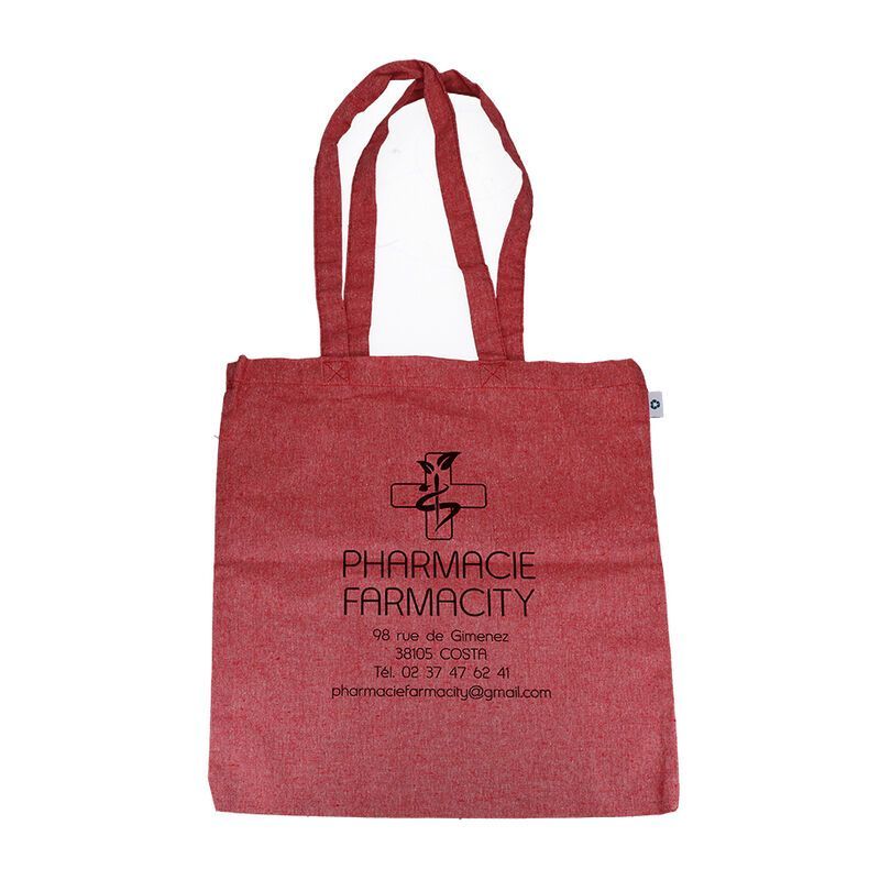 tote bag pharmacie personnalisable coton recyclé ouge