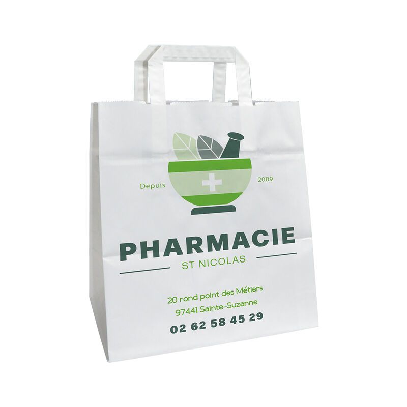 Sac papier kraft pharmacie personnalisable